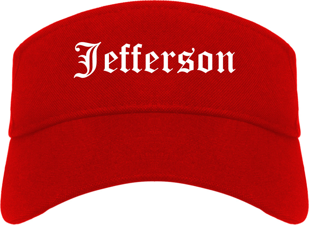 Jefferson Wisconsin WI Old English Mens Visor Cap Hat Red
