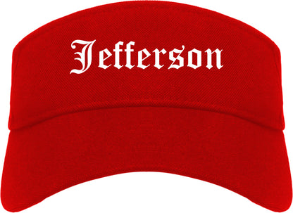 Jefferson Wisconsin WI Old English Mens Visor Cap Hat Red