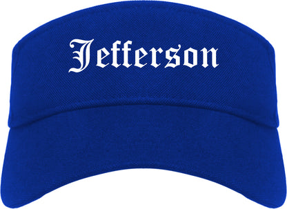 Jefferson Wisconsin WI Old English Mens Visor Cap Hat Royal Blue