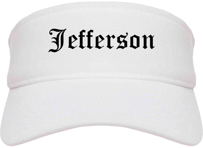 Jefferson Wisconsin WI Old English Mens Visor Cap Hat White
