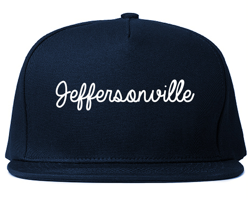 Jeffersonville Indiana IN Script Mens Snapback Hat Navy Blue