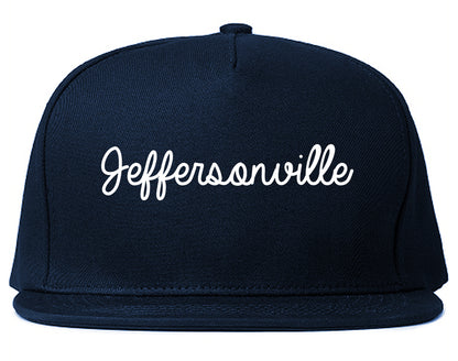 Jeffersonville Indiana IN Script Mens Snapback Hat Navy Blue