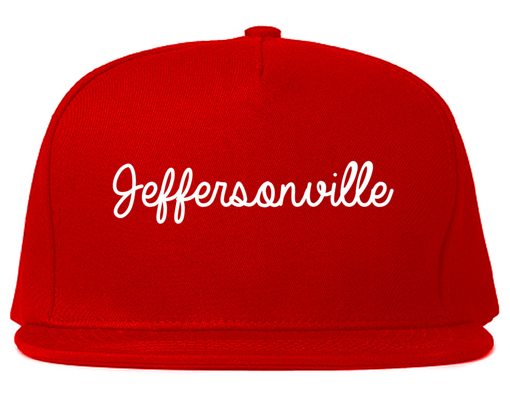 Jeffersonville Indiana IN Script Mens Snapback Hat Red