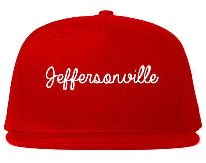 Jeffersonville Indiana IN Script Mens Snapback Hat Red