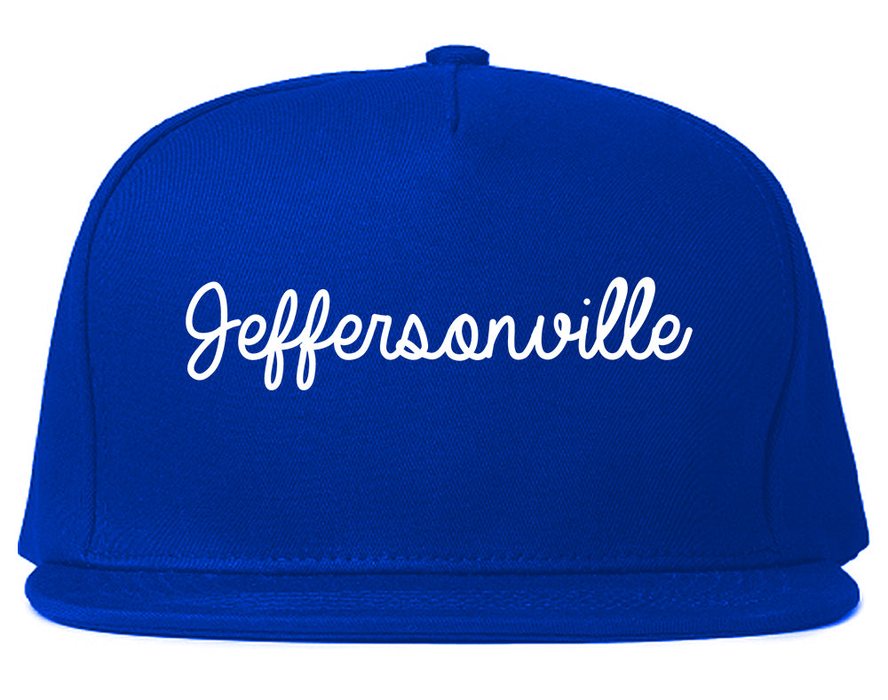 Jeffersonville Indiana IN Script Mens Snapback Hat Royal Blue