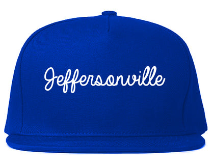 Jeffersonville Indiana IN Script Mens Snapback Hat Royal Blue