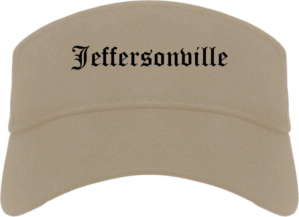 Jeffersonville Indiana IN Old English Mens Visor Cap Hat Khaki