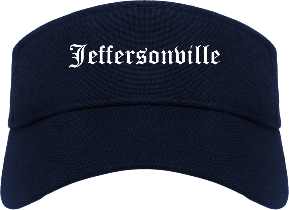 Jeffersonville Indiana IN Old English Mens Visor Cap Hat Navy Blue