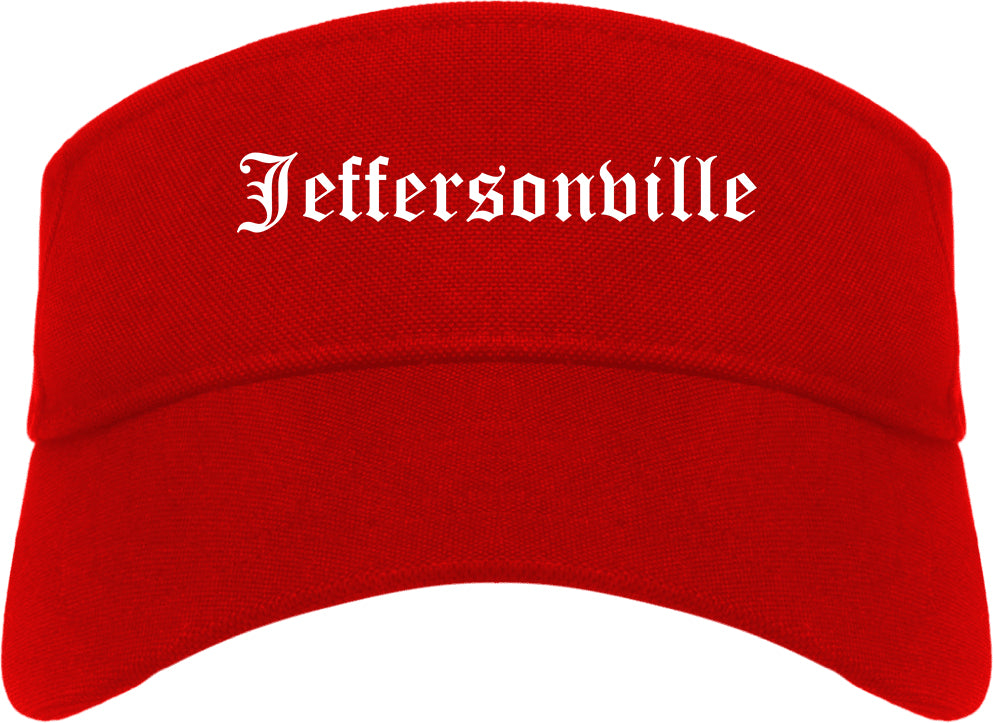 Jeffersonville Indiana IN Old English Mens Visor Cap Hat Red