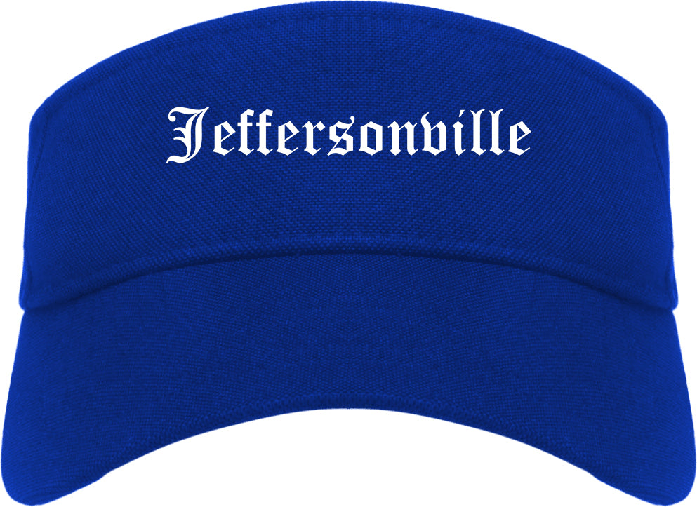 Jeffersonville Indiana IN Old English Mens Visor Cap Hat Royal Blue