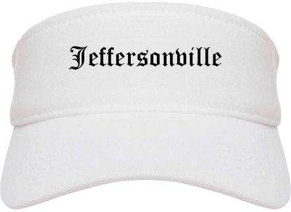 Jeffersonville Indiana IN Old English Mens Visor Cap Hat White