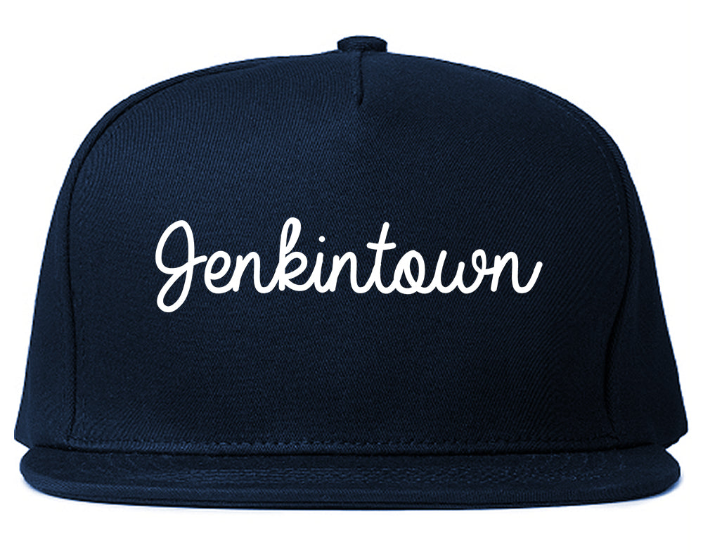 Jenkintown Pennsylvania PA Script Mens Snapback Hat Navy Blue