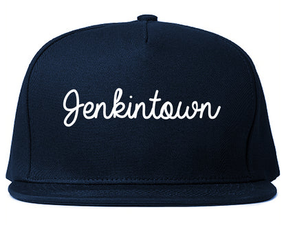 Jenkintown Pennsylvania PA Script Mens Snapback Hat Navy Blue