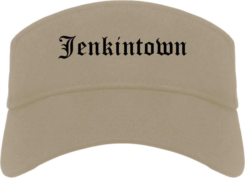 Jenkintown Pennsylvania PA Old English Mens Visor Cap Hat Khaki