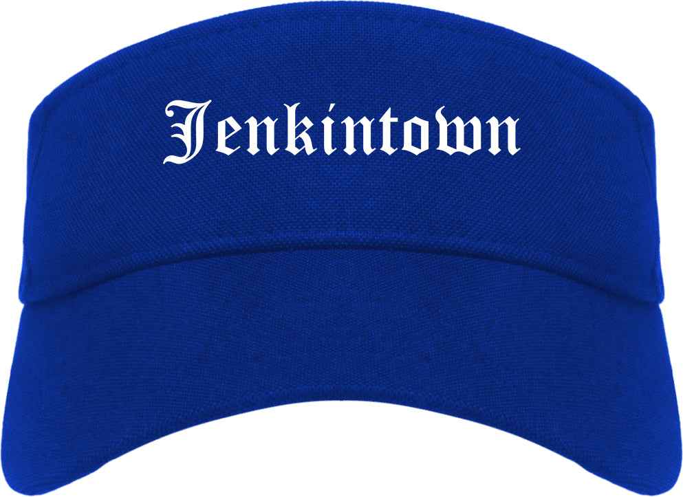 Jenkintown Pennsylvania PA Old English Mens Visor Cap Hat Royal Blue