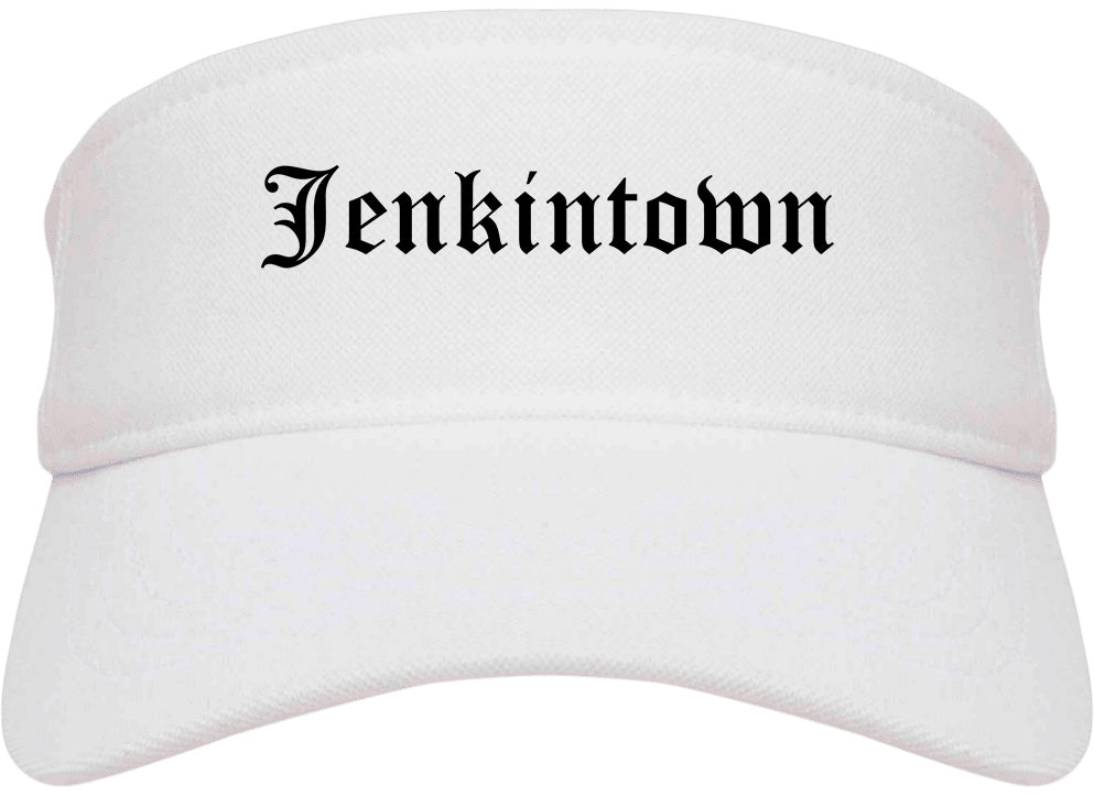Jenkintown Pennsylvania PA Old English Mens Visor Cap Hat White