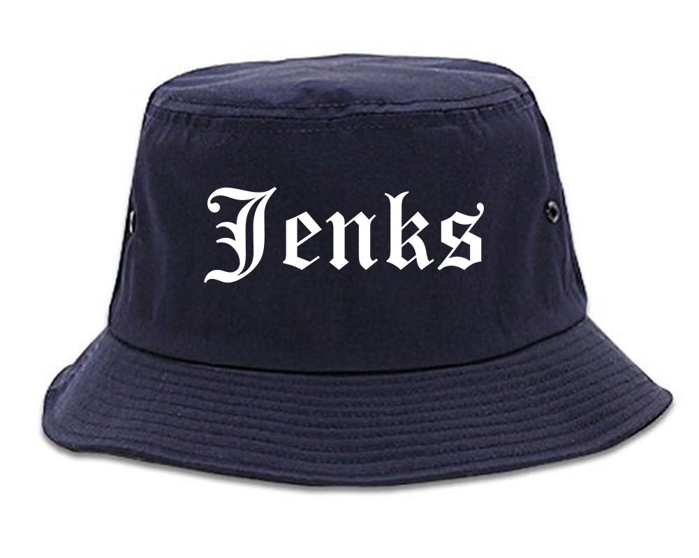 Jenks Oklahoma OK Old English Mens Bucket Hat Navy Blue