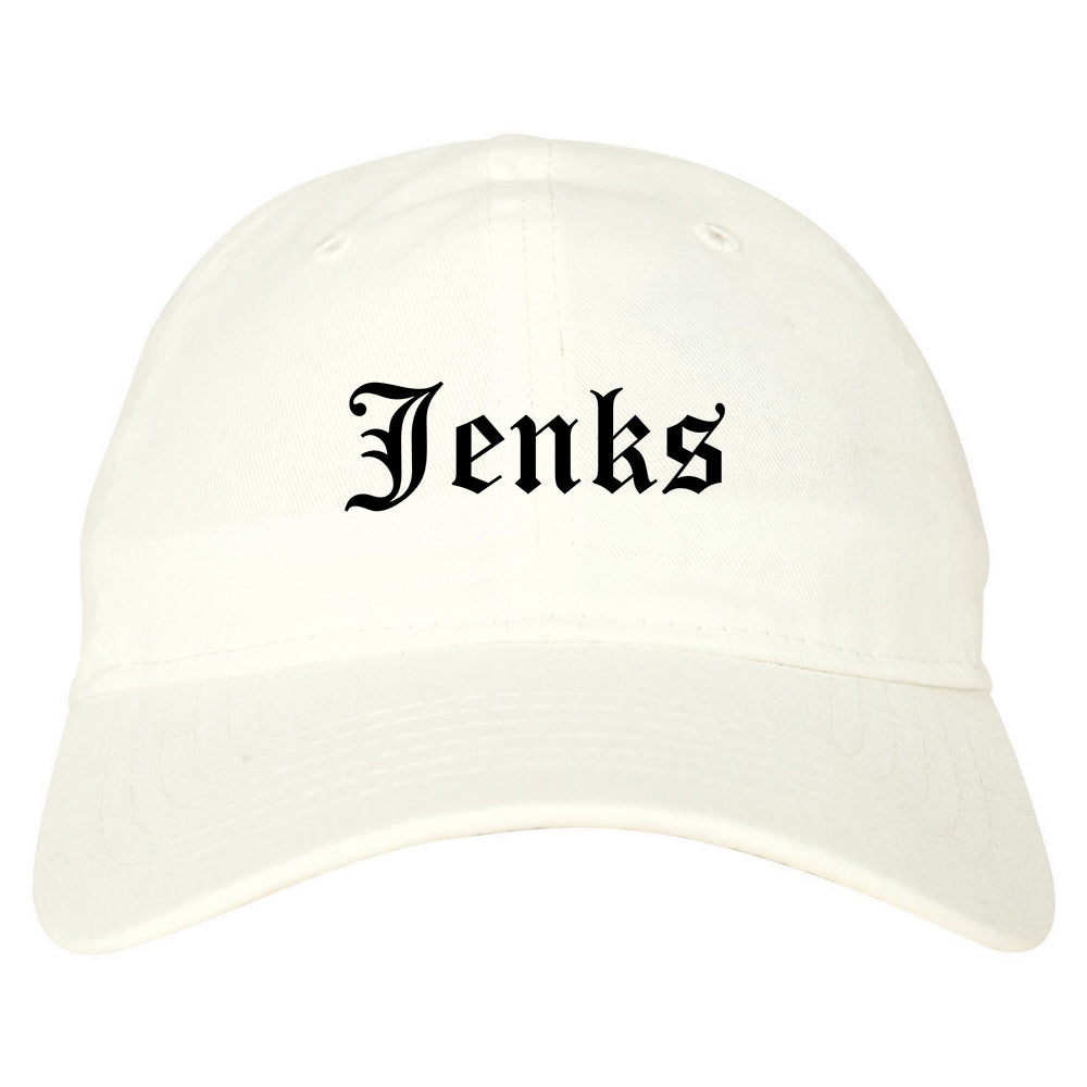 Jenks Oklahoma OK Old English Mens Dad Hat Baseball Cap White