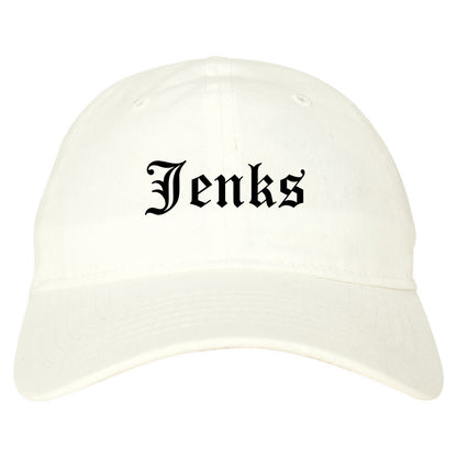 Jenks Oklahoma OK Old English Mens Dad Hat Baseball Cap White