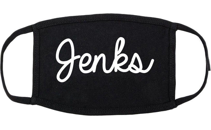 Jenks Oklahoma OK Script Cotton Face Mask Black
