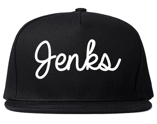 Jenks Oklahoma OK Script Mens Snapback Hat Black