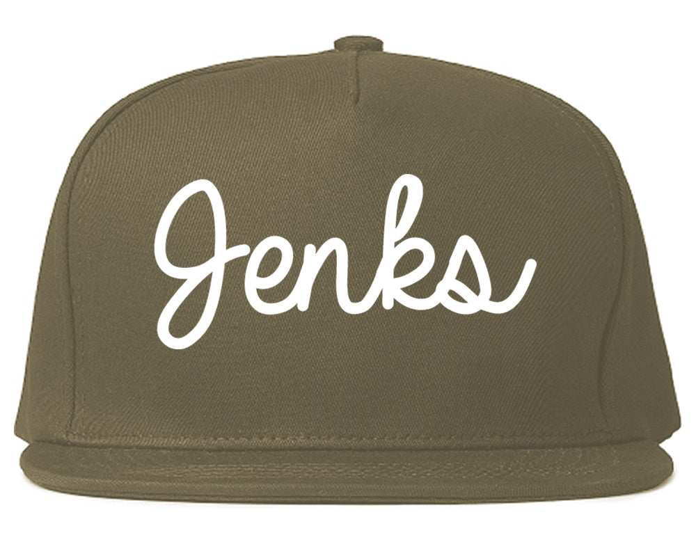 Jenks Oklahoma OK Script Mens Snapback Hat Grey