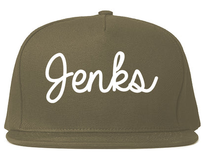 Jenks Oklahoma OK Script Mens Snapback Hat Grey
