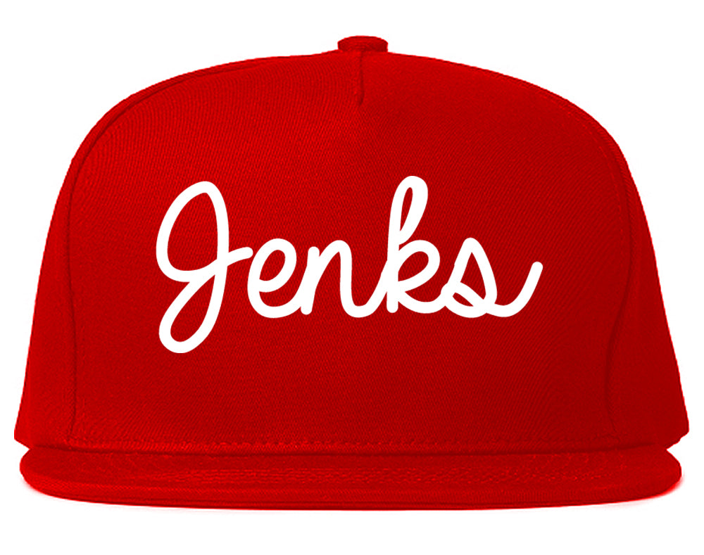 Jenks Oklahoma OK Script Mens Snapback Hat Red