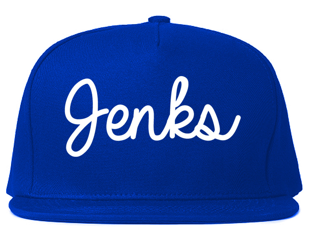 Jenks Oklahoma OK Script Mens Snapback Hat Royal Blue
