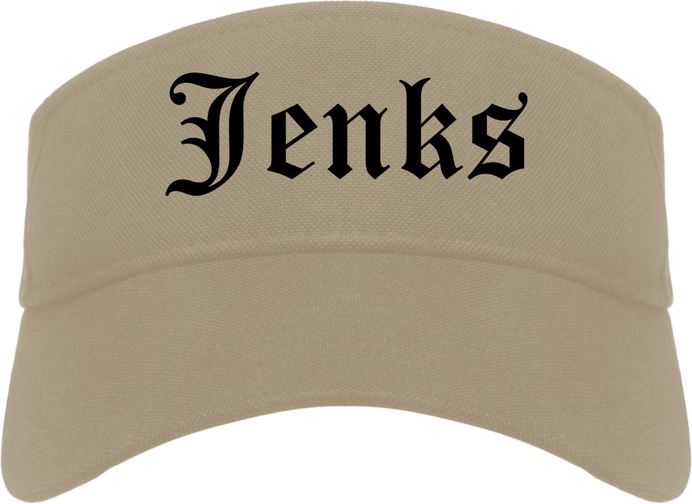Jenks Oklahoma OK Old English Mens Visor Cap Hat Khaki