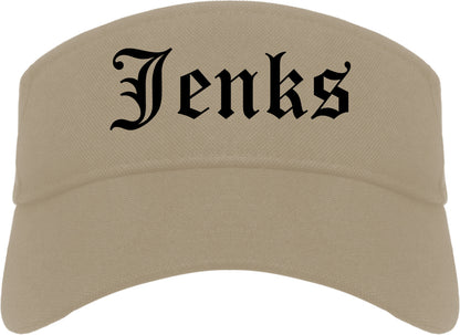 Jenks Oklahoma OK Old English Mens Visor Cap Hat Khaki