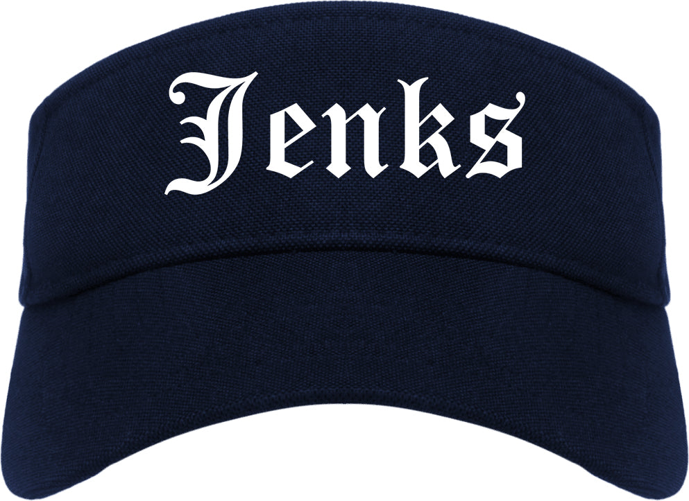 Jenks Oklahoma OK Old English Mens Visor Cap Hat Navy Blue