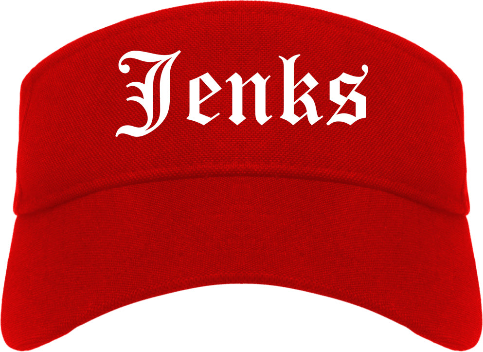 Jenks Oklahoma OK Old English Mens Visor Cap Hat Red