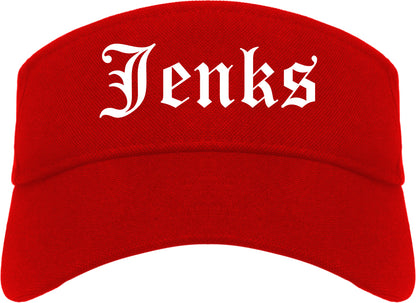 Jenks Oklahoma OK Old English Mens Visor Cap Hat Red