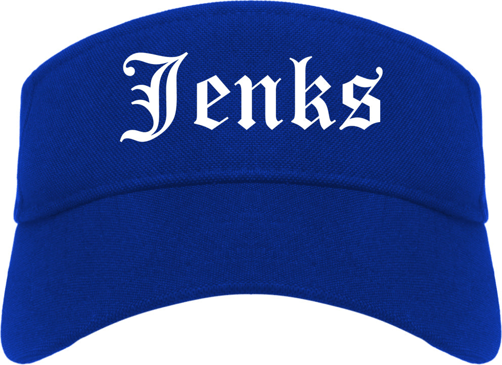 Jenks Oklahoma OK Old English Mens Visor Cap Hat Royal Blue