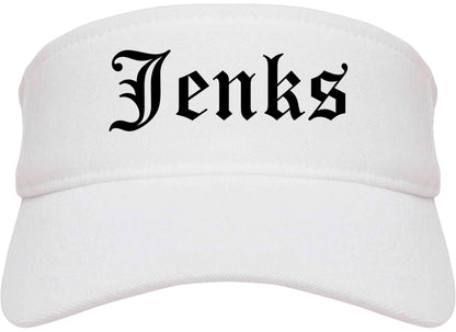 Jenks Oklahoma OK Old English Mens Visor Cap Hat White