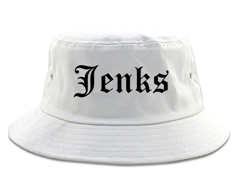 Jenks Oklahoma OK Old English Mens Bucket Hat White