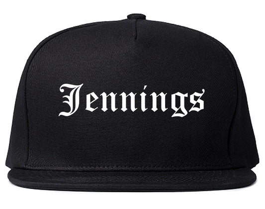 Jennings Louisiana LA Old English Mens Snapback Hat Black