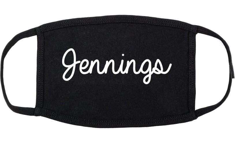 Jennings Louisiana LA Script Cotton Face Mask Black