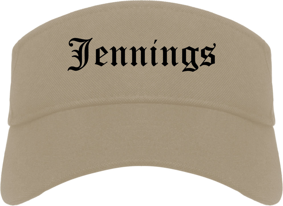 Jennings Louisiana LA Old English Mens Visor Cap Hat Khaki