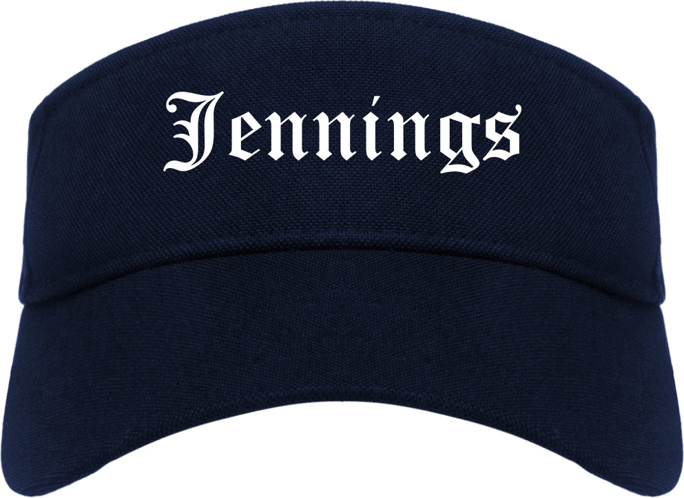 Jennings Louisiana LA Old English Mens Visor Cap Hat Navy Blue