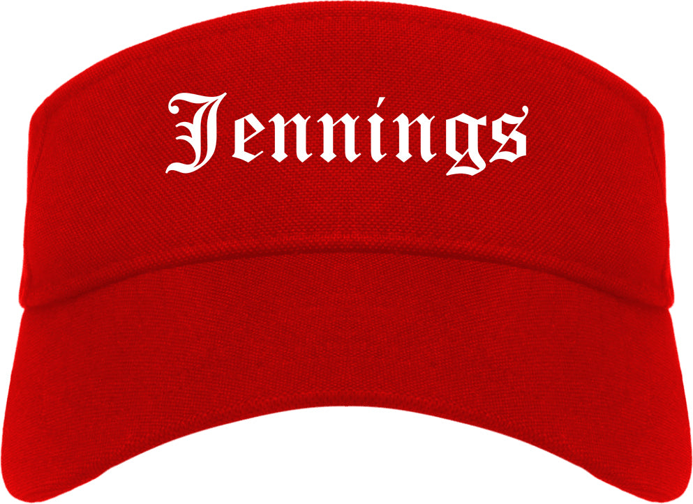 Jennings Louisiana LA Old English Mens Visor Cap Hat Red