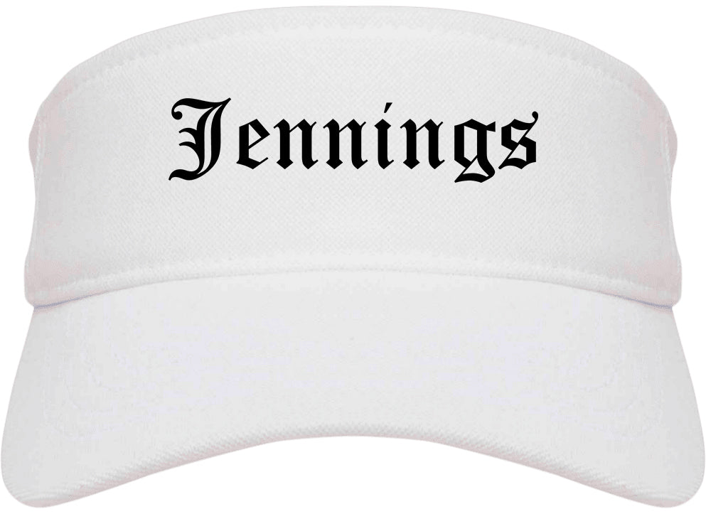 Jennings Louisiana LA Old English Mens Visor Cap Hat White