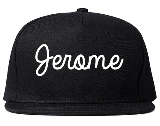 Jerome Idaho ID Script Mens Snapback Hat Black