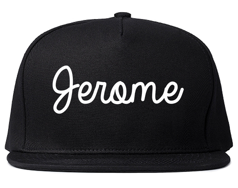 Jerome Idaho ID Script Mens Snapback Hat Black