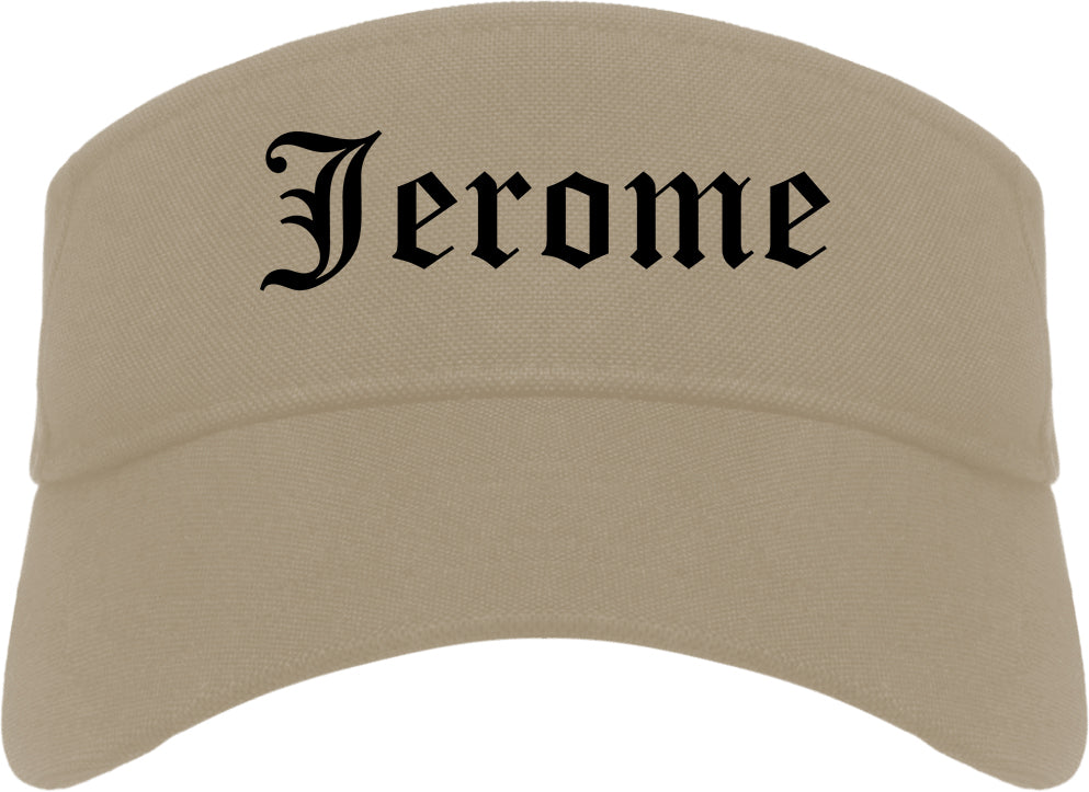 Jerome Idaho ID Old English Mens Visor Cap Hat Khaki