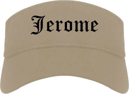 Jerome Idaho ID Old English Mens Visor Cap Hat Khaki