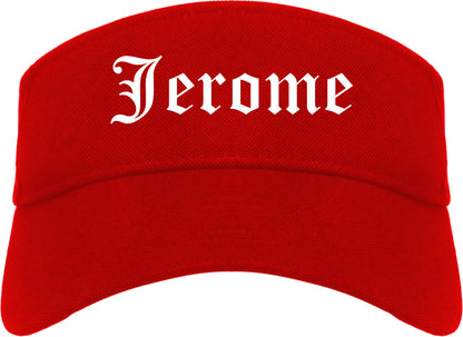 Jerome Idaho ID Old English Mens Visor Cap Hat Red