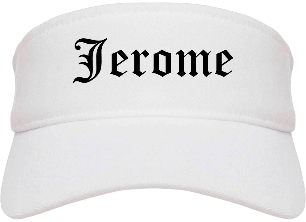 Jerome Idaho ID Old English Mens Visor Cap Hat White