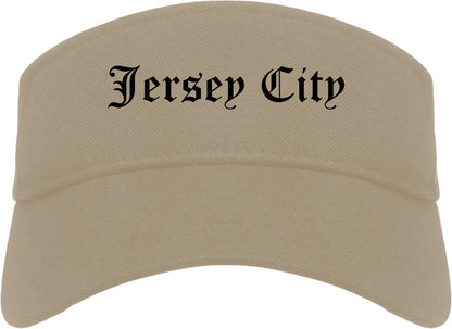 Jersey City New Jersey NJ Old English Mens Visor Cap Hat Khaki